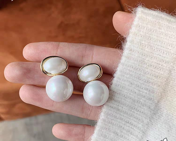 Oval Shape Marble Korean Style Earings For Women