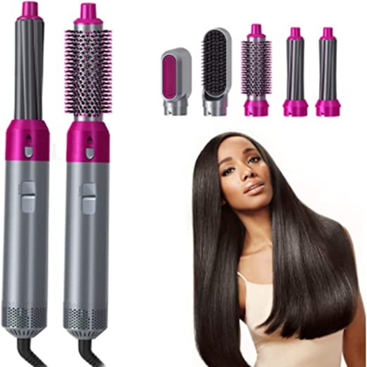 5-in-1 Electric Hair Dryer Brush Kit | Blow Dryer, Straightener, Curler & Volumizer Styling Tool