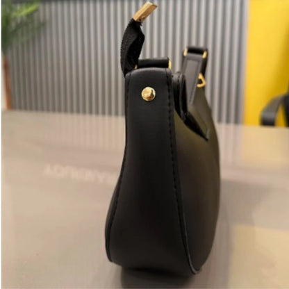 Crescent Leather Luxury Shoulder Bag for Women | Black